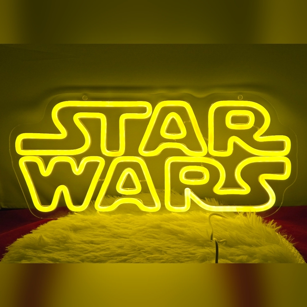 STAR WARS Yellow LED Neon Wall Sign USB Dimmable Pop Culture Game Room Decor